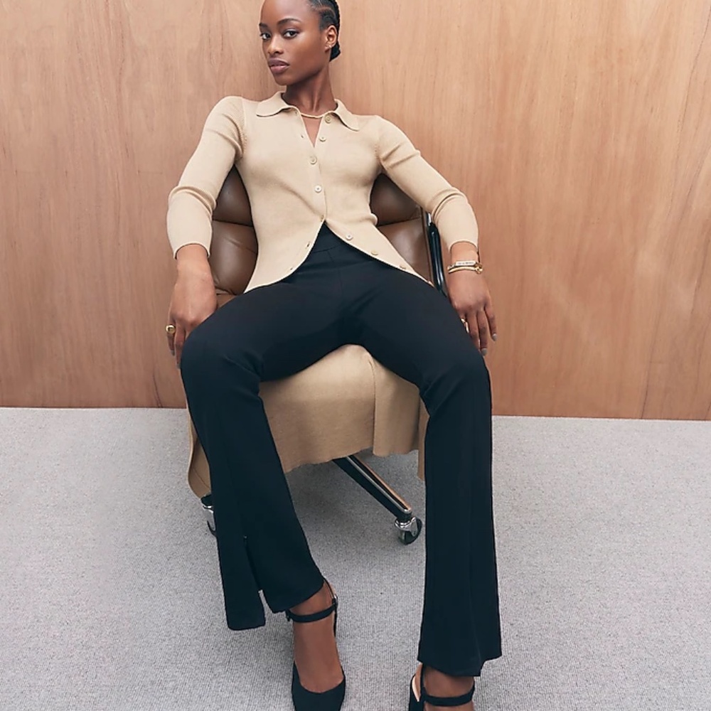 J. Crew Kate straight-leg pant in bi-stretch cotton, black, 6P